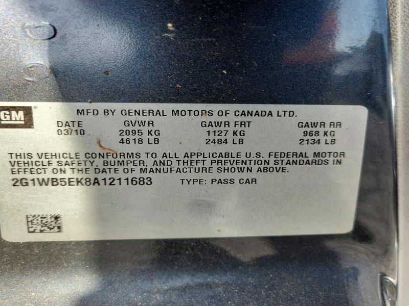Продажа на аукционе авто 2010 Chevrolet Impala, vin: 2G1WB5EK8A1211683, номер лота: 64155726