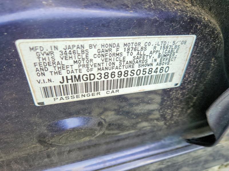 Aukcja sprzedaży 2008 Honda Fit, vin: JHMGD38698S058460, numer aukcji: 64177476