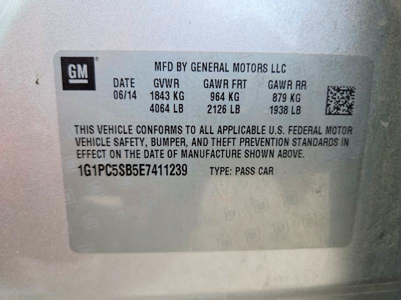 65206976 :رقم المزاد ، 1G1PC5SB5E7411239 vin ، 2014 Chevrolet Cruze مزاد بيع