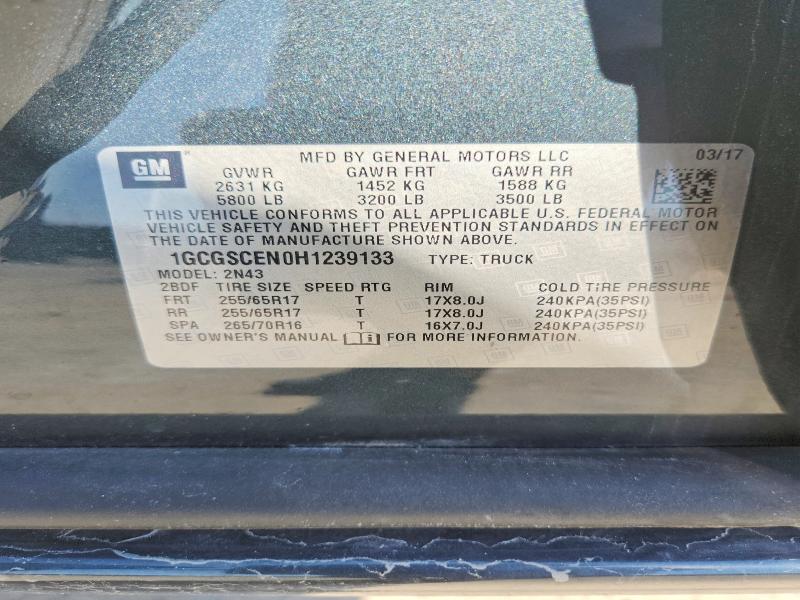Aukcja sprzedaży 2017 Chevrolet Colorado, vin: 1GCGSCEN0H1239133, numer aukcji: 65889486