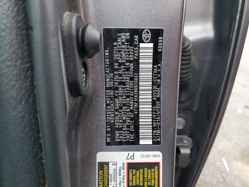 2017 Toyota Camry მანქანა იყიდება აუქციონზე, vin: 4T1BF1FK2HU626042, აუქციონის ნომერი: 65096876