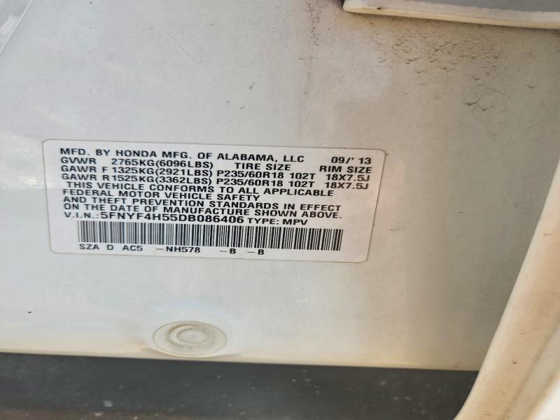 Продаж на аукціоні авто 2013 Honda Pilot, vin: 5FNYF4H55DB086406, номер лоту: 65668586