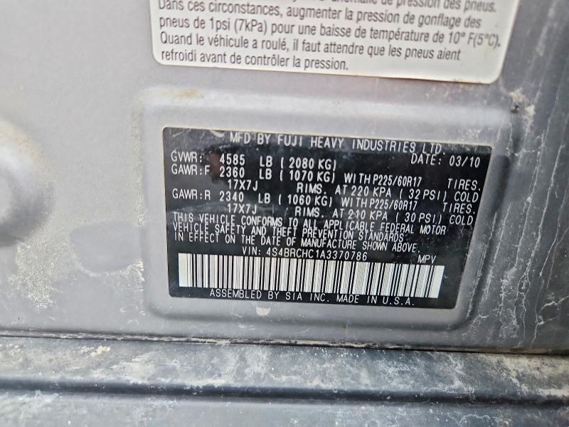 66482426 :رقم المزاد ، 4S4BRCHC1A3370786 vin ، 2010 Subaru Outback مزاد بيع