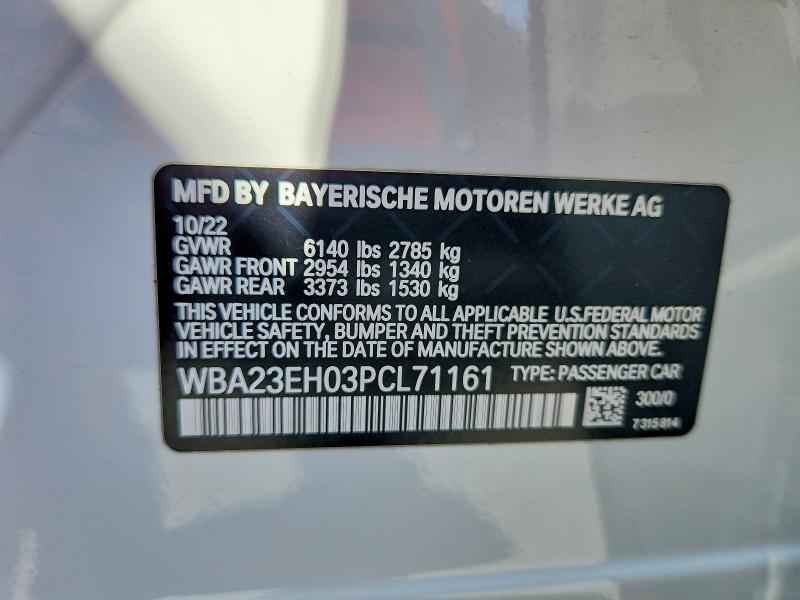 2023 Bmw 740 მანქანა იყიდება აუქციონზე, vin: WBA23EH03PCL71161, აუქციონის ნომერი: 65519566