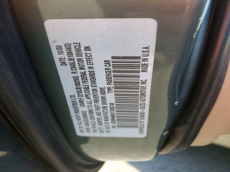 Aukcja sprzedaży 2001 Subaru Legacy, vin: 4S3BH686917630749, numer aukcji: 64296576
