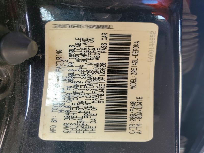 Aukcja sprzedaży 2013 Toyota Corolla, vin: 5YFBU4EE1DP122628, numer aukcji: 65232176