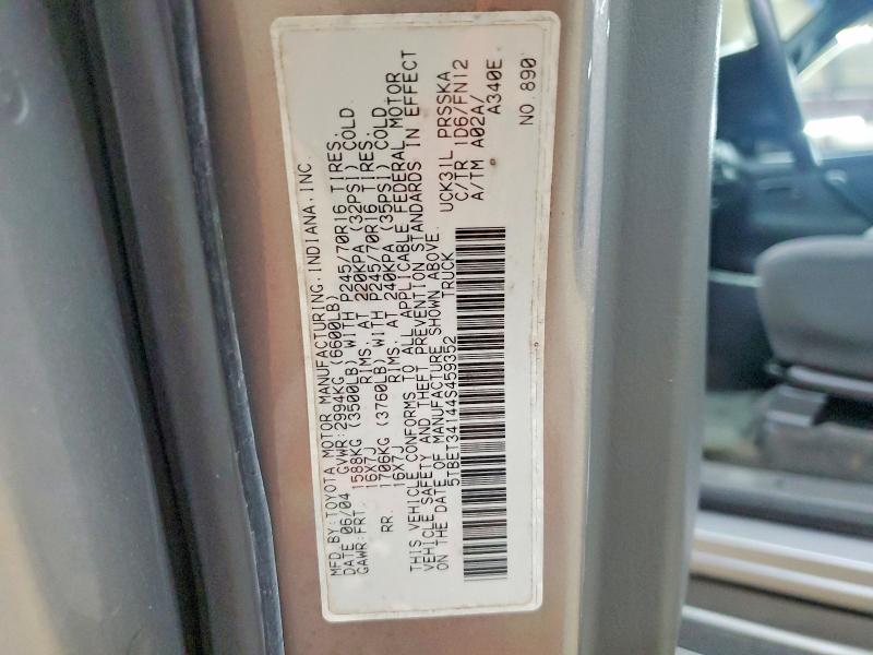 Aukcja sprzedaży 2004 Toyota Tundra, vin: 5TBET34144S459352, numer aukcji: 64467216