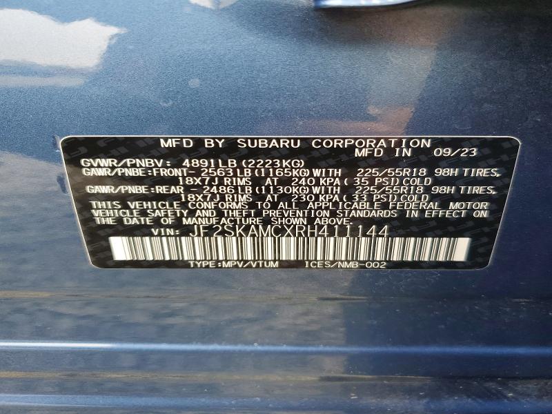 66392606 :رقم المزاد ، JF2SKAMCXRH411144 vin ، 2024 Subaru Forester مزاد بيع