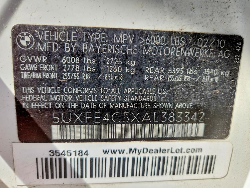 Aukcja sprzedaży 2010 Bmw X5, vin: 5UXFE4C5XAL383342, numer aukcji: 66494976