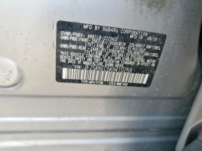 65531766 :رقم المزاد ، JF2SKAEC5KH410259 vin ، 2019 Subaru Forester مزاد بيع