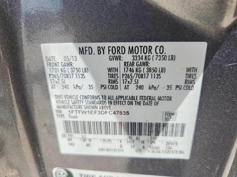 Aukcja sprzedaży 2013 Ford F150, vin: 1FTFW1EF3DFC47835, numer aukcji: 64646036