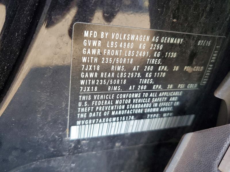 64431906 :رقم المزاد ، WVGBV7AX0GW515176 vin ، 2016 Volkswagen Tiguan مزاد بيع