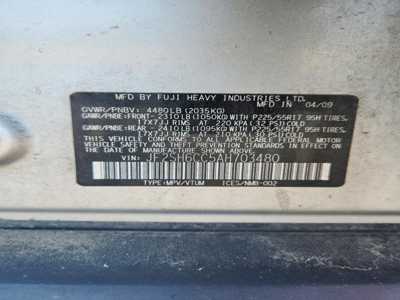 2010 Subaru Ascent Touring W/7-p მანქანა იყიდება აუქციონზე, vin: JF2SH6CC5AH703480, აუქციონის ნომერი: 64243406