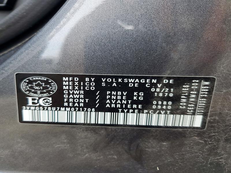 64209066 :رقم المزاد ، 3VWG57BU7MM071706 vin ، 2021 Volkswagen Jetta مزاد بيع