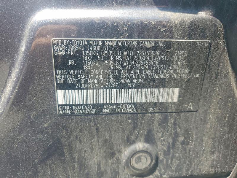 64466466 :رقم المزاد ، 2T3DFREV9EW174287 vin ، 2014 Toyota Rav4 مزاد بيع