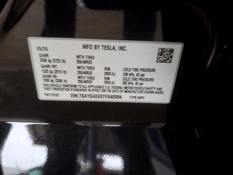 Продажа на аукционе авто 2026 Tesla Model Y, vin: 7SAYGAEE8TF648994, номер лота: 65308496