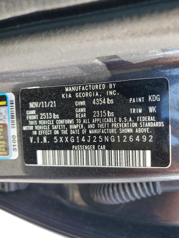 Продаж на аукціоні авто 2022 Kia K5, vin: 5XXG14J25NG126492, номер лоту: 66335656