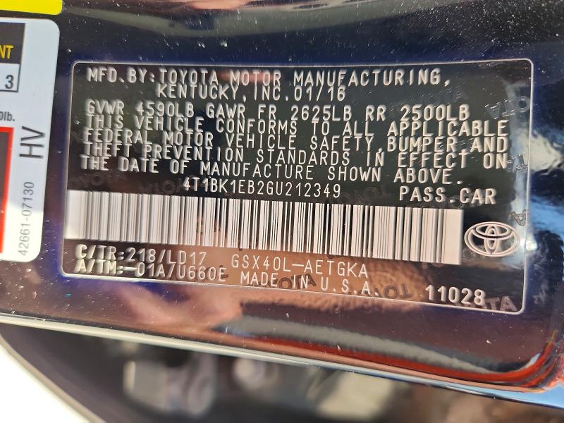 Aukcja sprzedaży 2016 Toyota Avalon, vin: 4T1BK1EB2GU212349, numer aukcji: 63714386
