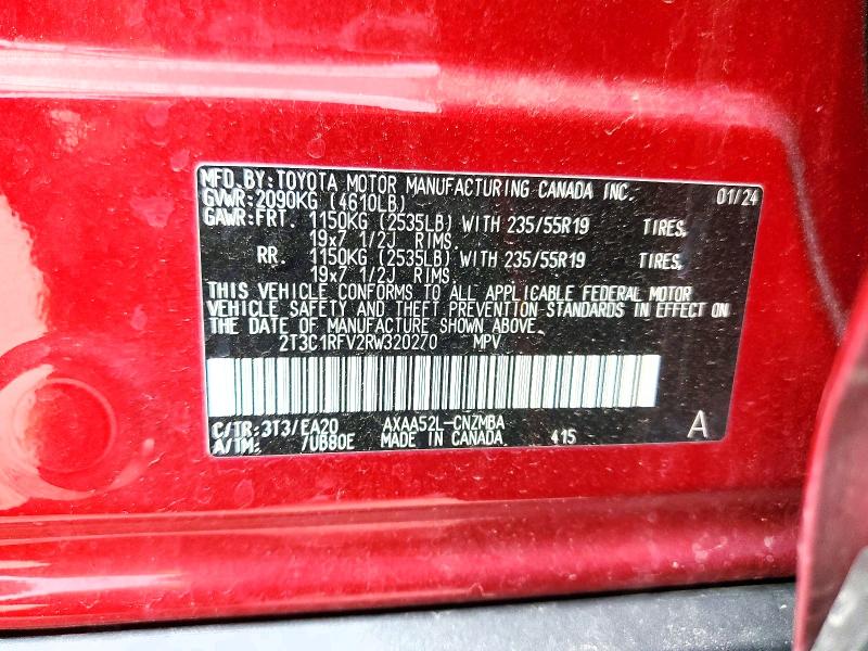 Aukcja sprzedaży 2024 Toyota Rav4, vin: 2T3C1RFV2RW320270, numer aukcji: 64055346