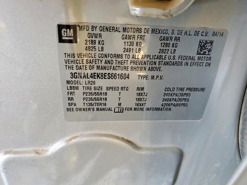 66057356 :رقم المزاد ، 3GNAL4EK8ES661604 vin ، 2014 Chevrolet Captiva مزاد بيع