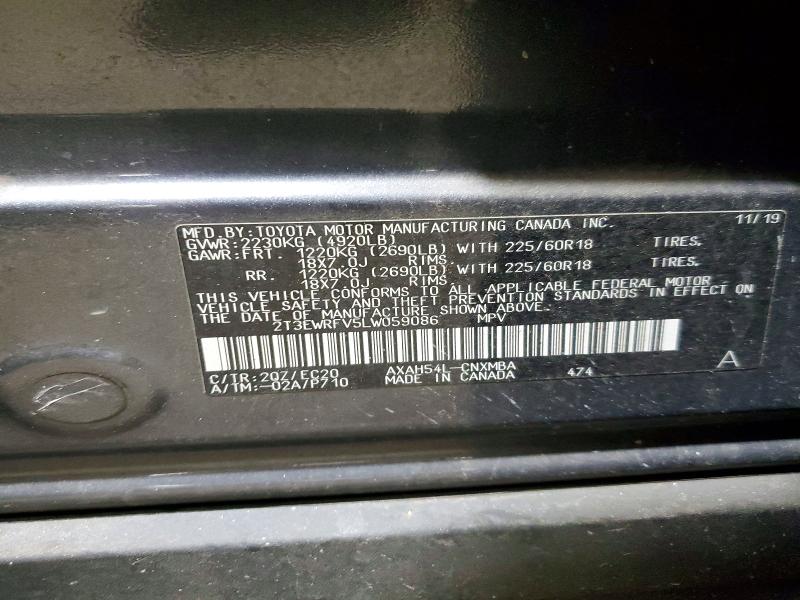 66218386 :رقم المزاد ، 2T3EWRFV5LW059086 vin ، 2020 Toyota Rav4 مزاد بيع