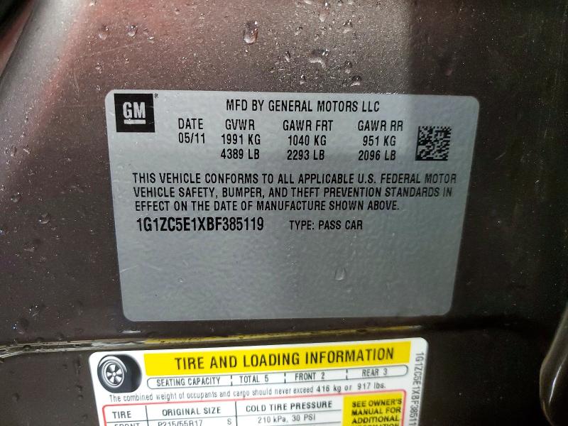 67085596 :رقم المزاد ، 1G1ZC5E1XBF385119 vin ، 2011 Chevrolet Malibu مزاد بيع