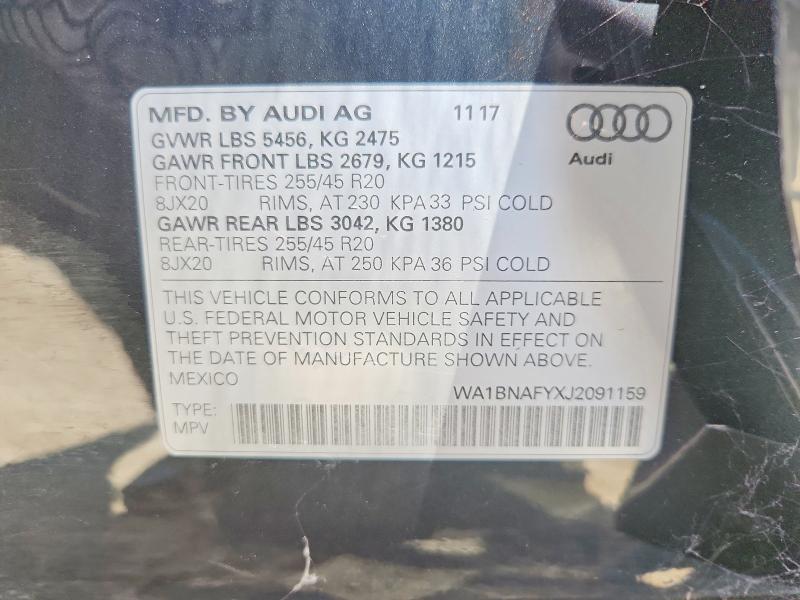 63433926 :رقم المزاد ، WA1BNAFYXJ2091159 vin ، 2018 Audi Q5 مزاد بيع
