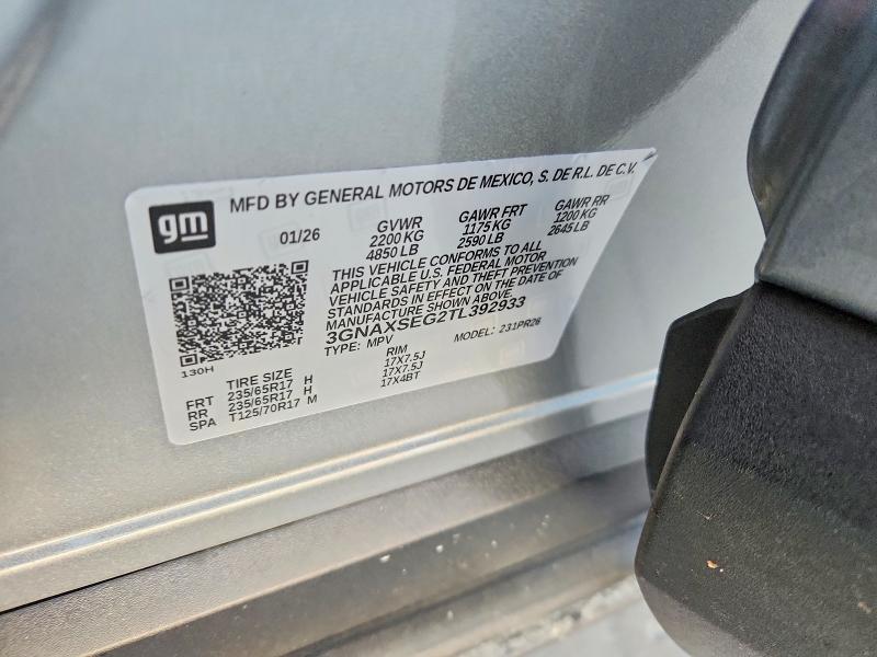 Aukcja sprzedaży 2026 Chevrolet Equinox, vin: 3GNAXSEG2TL392933, numer aukcji: 64159076