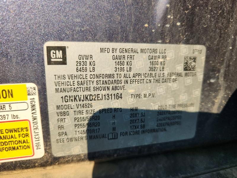 Auction sale of the 2014 Chevrolet Traverse, vin: 1GNKVJKD2EJ131164, lot number: 59733616