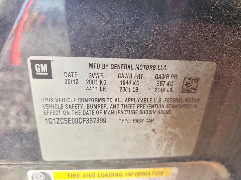 67249516 :رقم المزاد ، 1G1ZC5E00CF357399 vin ، 2012 Chevrolet Malibu مزاد بيع