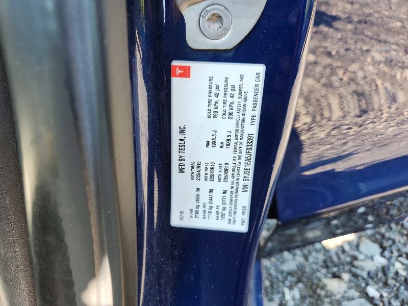 65724756 :رقم المزاد ، 5YJ3E1EA5JF033391 vin ، 2018 Tesla Model 3 مزاد بيع