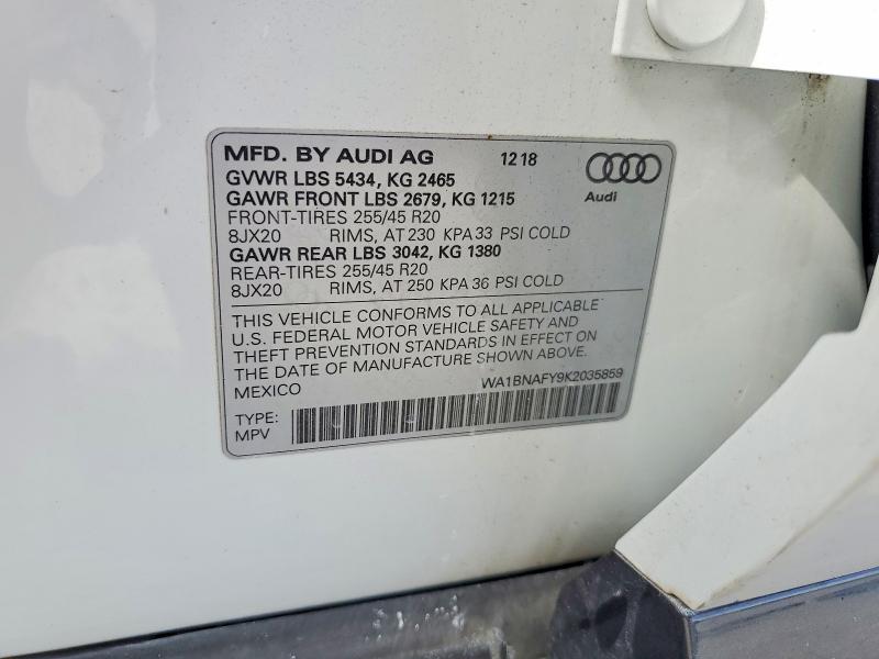 Продаж на аукціоні авто 2019 Audi Q5, vin: WA1BNAFY9K2035859, номер лоту: 66477626