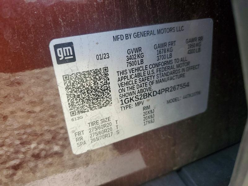 65670846 :رقم المزاد ، 1GKS2BKD4PR267554 vin ، 2023 Gmc Yukon مزاد بيع
