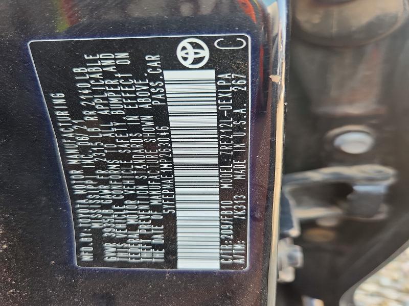 63580906 :رقم المزاد ، 5YFEPMAE1MP263046 vin ، 2021 Toyota Corolla مزاد بيع