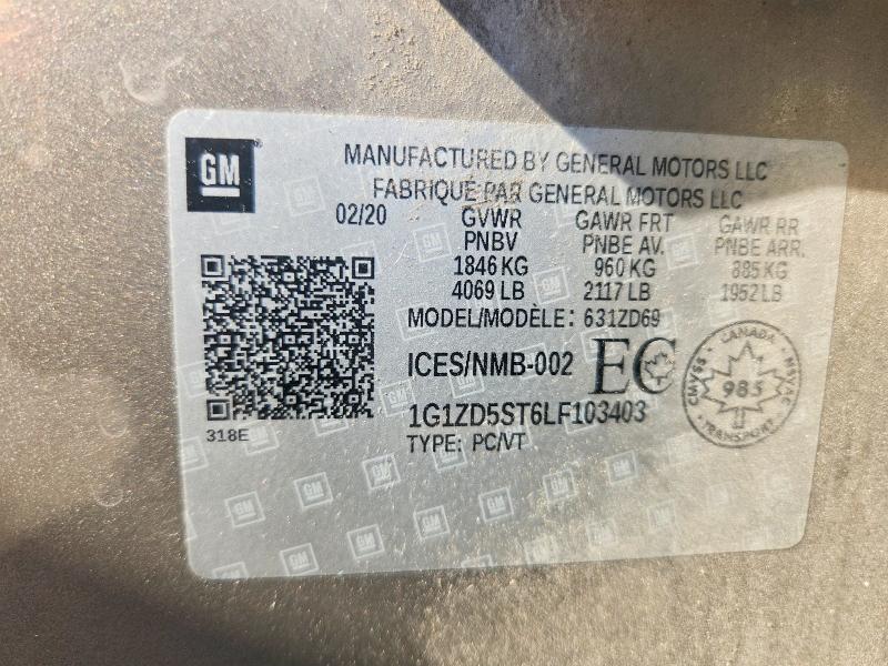 Продаж на аукціоні авто 2020 Chevrolet Malibu, vin: 1G1ZD5ST6LF103403, номер лоту: 64630836