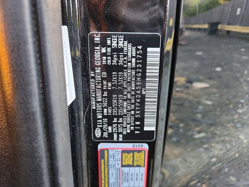 Продаж на аукціоні авто 2017 Kia Sorento, vin: 5XYPKDA59HG231754, номер лоту: 64659056