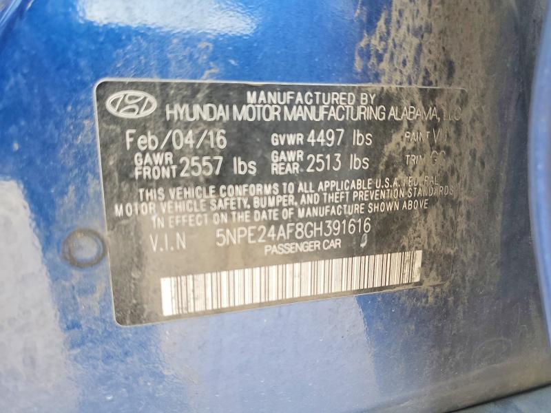 Aukcja sprzedaży 2016 Hyundai Sonata, vin: 5NPE24AF8GH391616, numer aukcji: 63784256