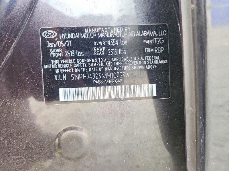 65666396 :رقم المزاد ، 5NPEJ4J23MH107093 vin ، 2021 Hyundai Sonata مزاد بيع