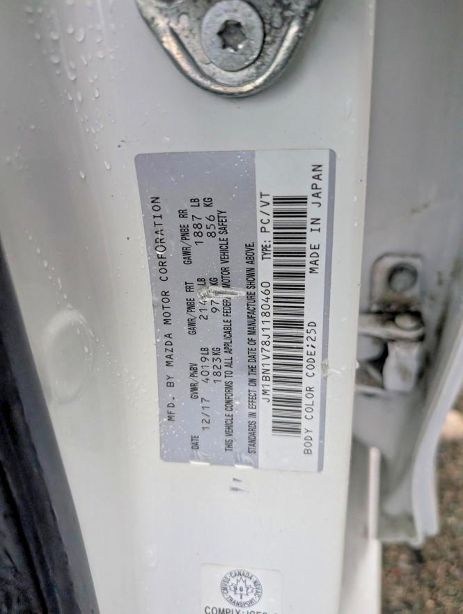 Продажа на аукционе авто 2018 Mazda 3, vin: JM1BN1V78J1180460, номер лота: 62757466