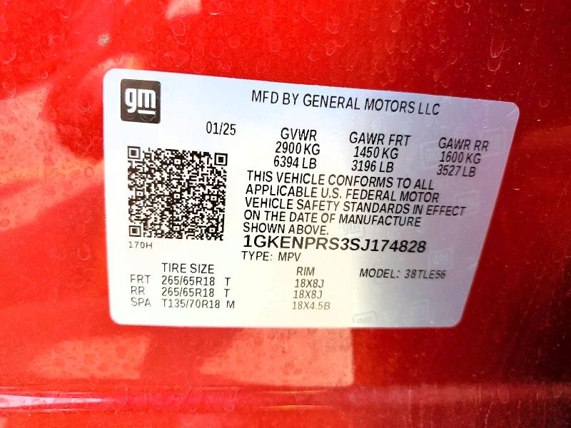 Aukcja sprzedaży 2025 Gmc Acadia, vin: 1GKENPRS3SJ174828, numer aukcji: 64954416