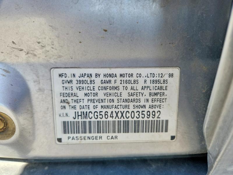 66419766 :رقم المزاد ، JHMCG564XXC035992 vin ، 1999 Honda Accord مزاد بيع