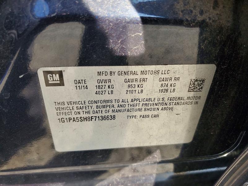 Продажа на аукционе авто 2015 Chevrolet Cruze, vin: 1G1PA5SH8F7136638, номер лота: 66014446