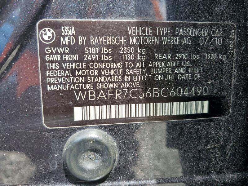 Продажа на аукционе авто 2011 Bmw 535, vin: WBAFR7C56BC604490, номер лота: 63812346