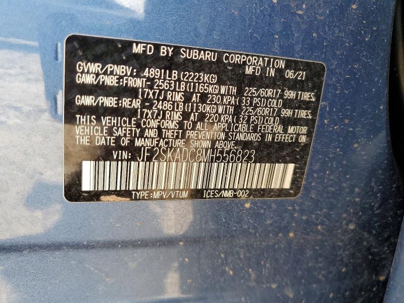 Aukcja sprzedaży 2021 Subaru Forester, vin: JF2SKADC8MH556823, numer aukcji: 64916856
