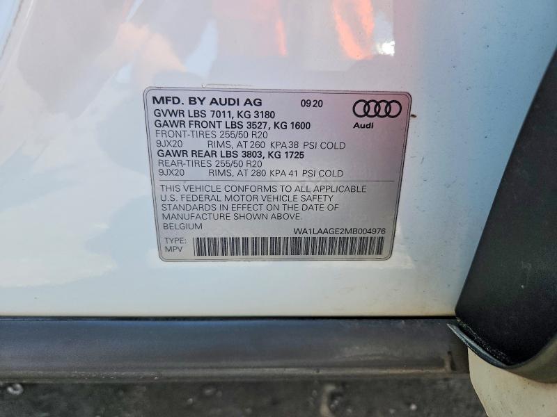 Aukcja sprzedaży 2021 Audi E-tron, vin: WA1LAAGE2MB004976, numer aukcji: 64904676