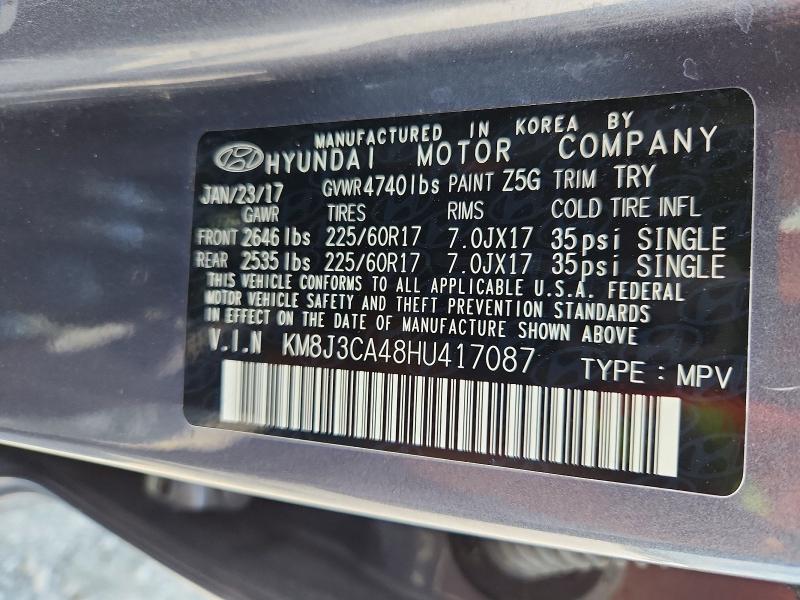 63622706 :رقم المزاد ، KM8J3CA48HU417087 vin ، 2017 Hyundai Tucson مزاد بيع