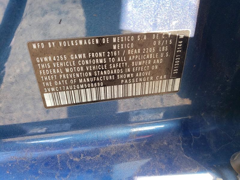 2016 Volkswagen Golf Sportwagen მანქანა იყიდება აუქციონზე, vin: 3VWC17AU2GM508690, აუქციონის ნომერი: 64367796