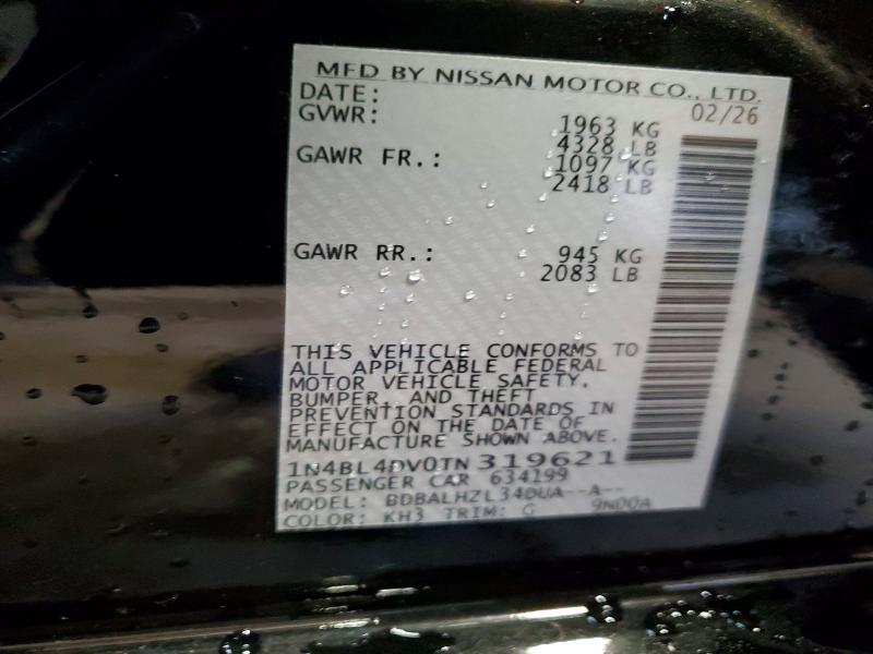 Продаж на аукціоні авто 2026 Nissan Altima, vin: 1N4BL4DV0TN319621, номер лоту: 63366016