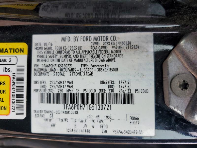 Aukcja sprzedaży 2016 Ford Fusion, vin: 1FA6P0H71G5130721, numer aukcji: 66777546