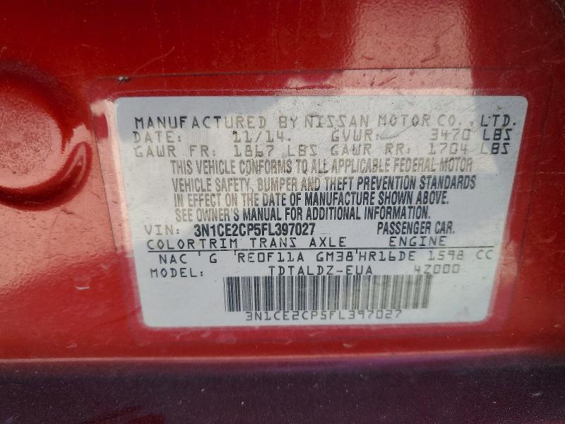 Aukcja sprzedaży 2015 Nissan Versa Note, vin: 3N1CE2CP5FL397027, numer aukcji: 63552476